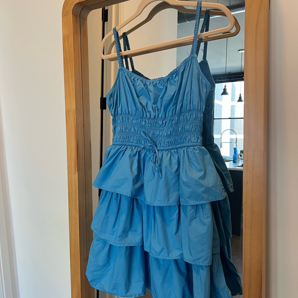 Aritzia Blue Tiered Mini Dress